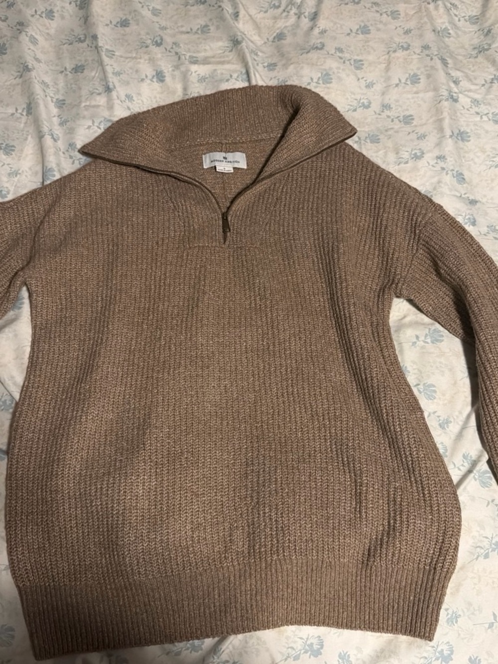 Modern Ambition Knit Half-Zip Sweater - Taupe Brown